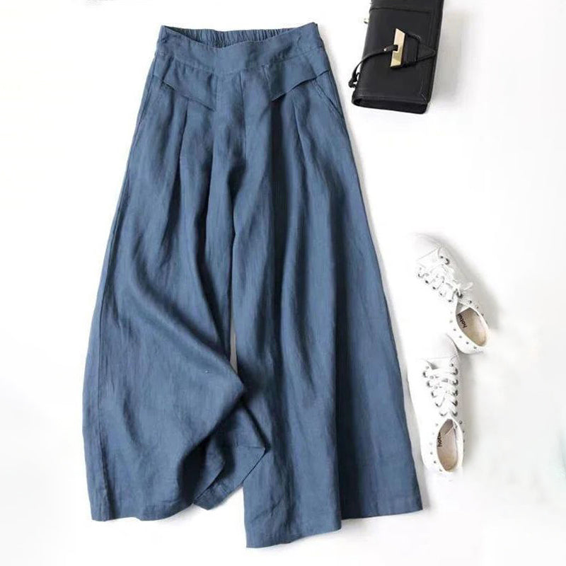 【Coton Et Lin】Pants Décontracté À Jambes Larges