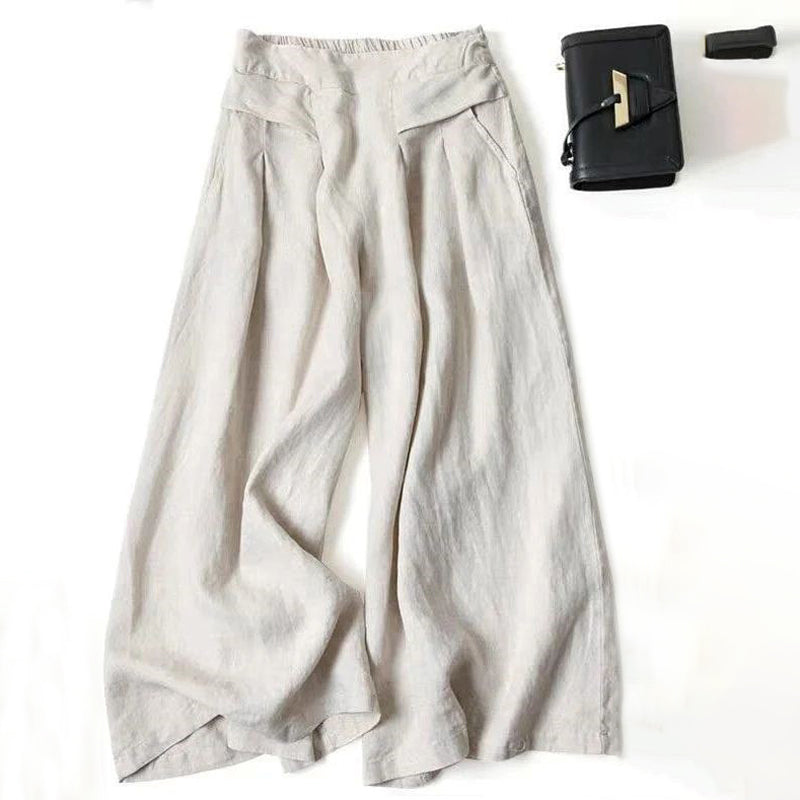 【Coton Et Lin】Pants Décontracté À Jambes Larges