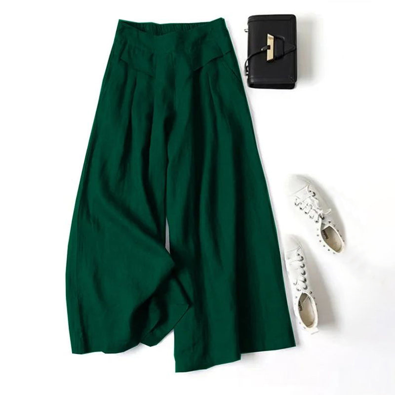 【Coton Et Lin】Pants Décontracté À Jambes Larges