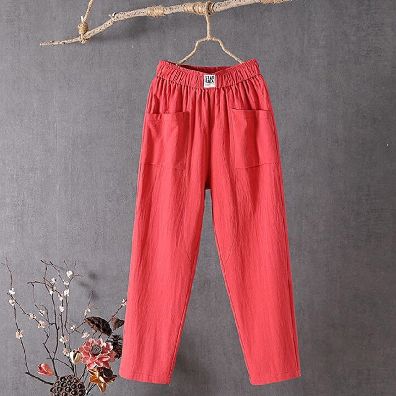 【Coton Et Lin】Unie Couleur Décontracté Pants