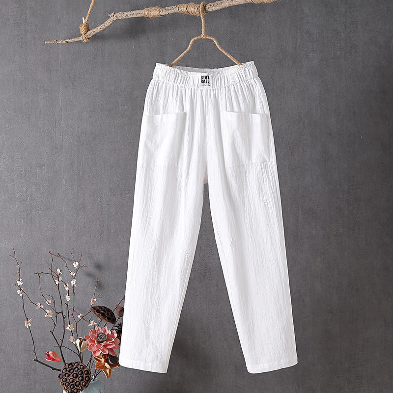 【Coton Et Lin】Unie Couleur Décontracté Pants