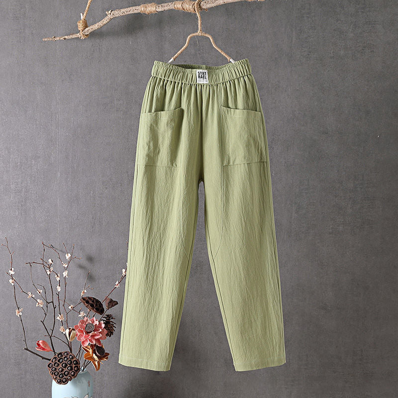 【Coton Et Lin】Unie Couleur Décontracté Pants