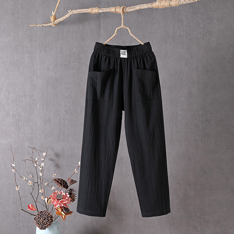 【Coton Et Lin】Unie Couleur Décontracté Pants