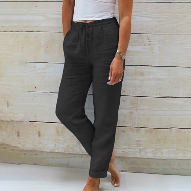 【Coton Et Lin】Droit Décontracté Pants