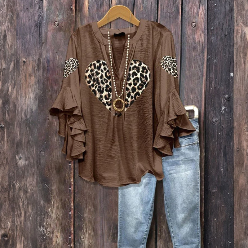 Vintage Blouse À Imprimé Coeur