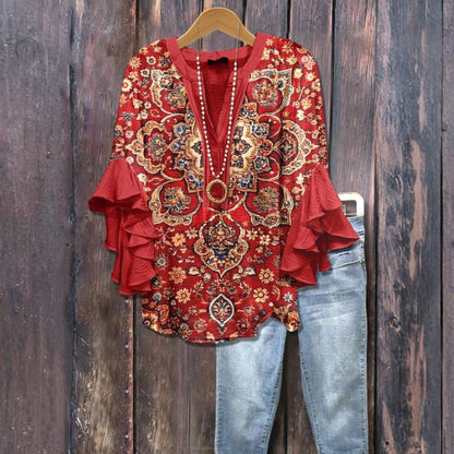 Floral Printed Vintage Blouse