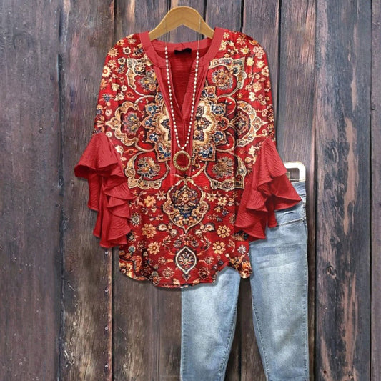 Floral Printed Vintage Blouse