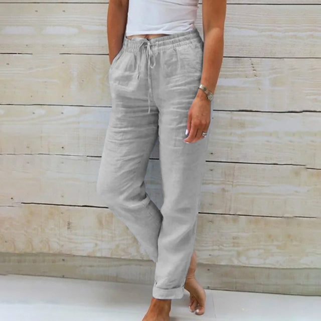 【Coton Et Lin】Droit Décontracté Pants
