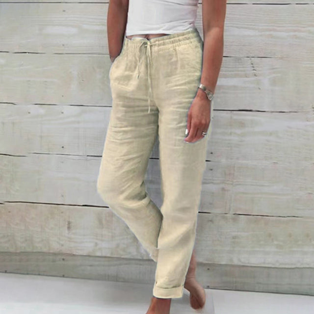 【Coton Et Lin】Droit Décontracté Pants