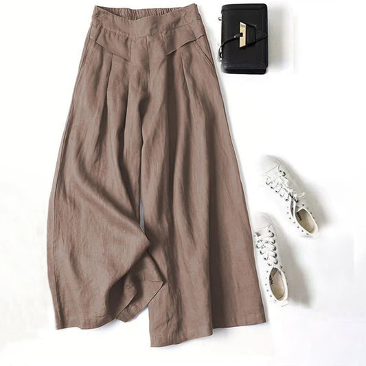 【Coton Et Lin】Pants Décontracté À Jambes Larges