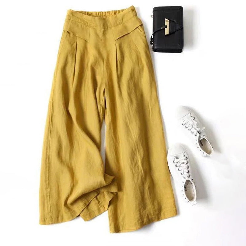【Coton Et Lin】Pants Décontracté À Jambes Larges