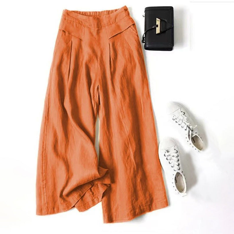 【Coton Et Lin】Pants Décontracté À Jambes Larges