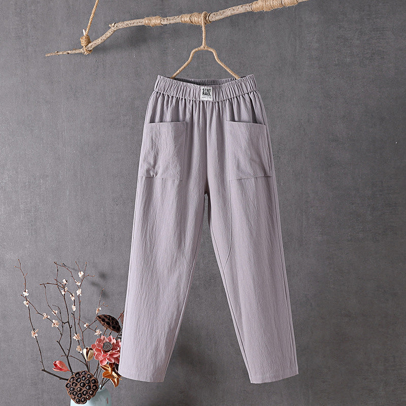 【Coton Et Lin】Unie Couleur Décontracté Pants