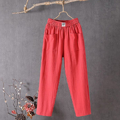 【Coton Et Lin】Unie Couleur Décontracté Pants