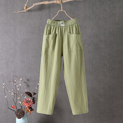 【Coton Et Lin】Unie Couleur Décontracté Pants
