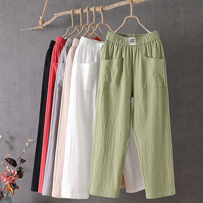 【Coton Et Lin】Unie Couleur Décontracté Pants