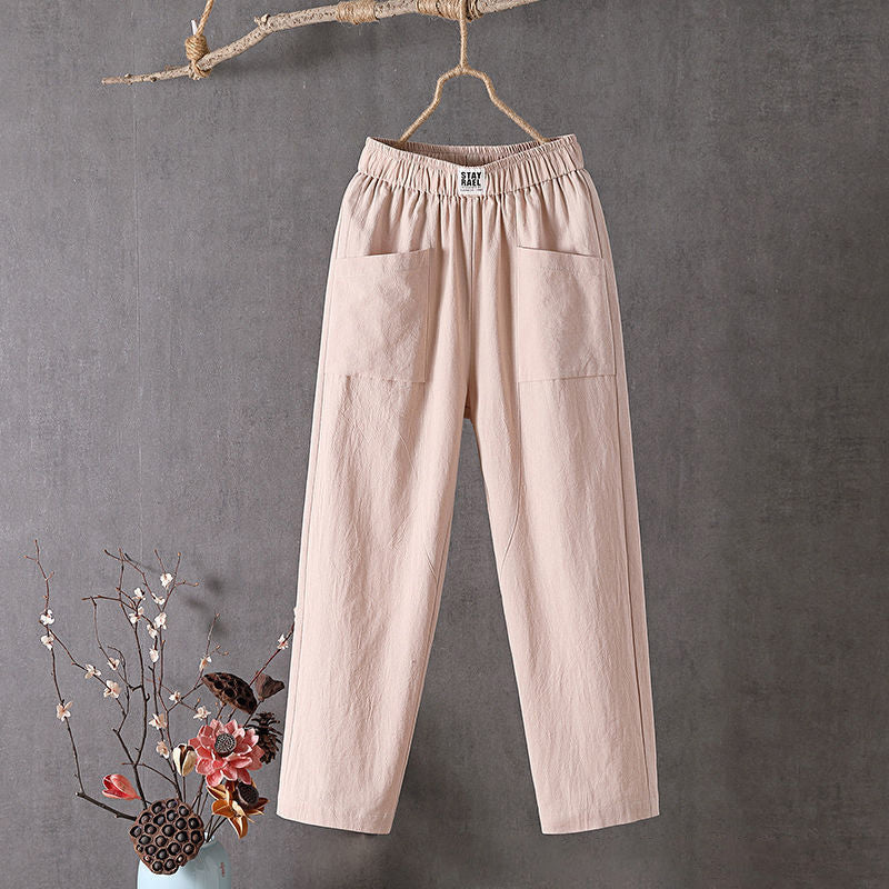 【Coton Et Lin】Unie Couleur Décontracté Pants