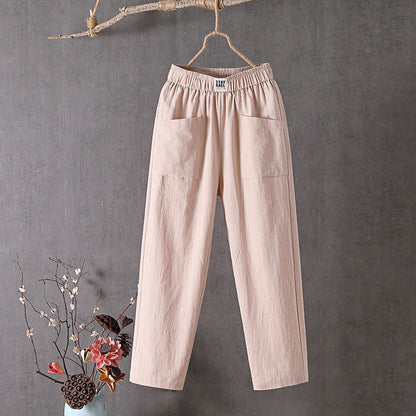 【Coton Et Lin】Unie Couleur Décontracté Pants