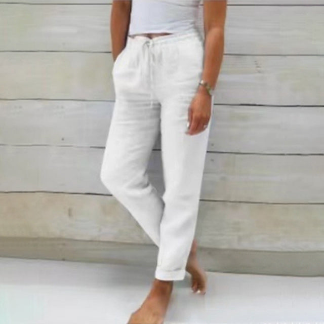【Coton Et Lin】Droit Décontracté Pants