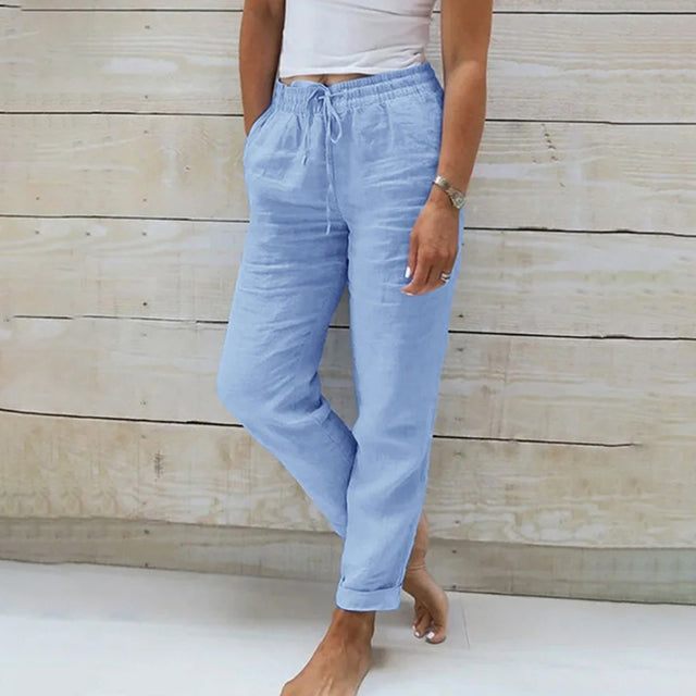 【Coton Et Lin】Droit Décontracté Pants