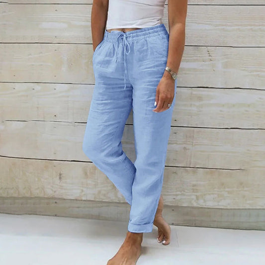 【Coton Et Lin】Droit Décontracté Pants