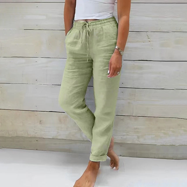 【Coton Et Lin】Droit Décontracté Pants